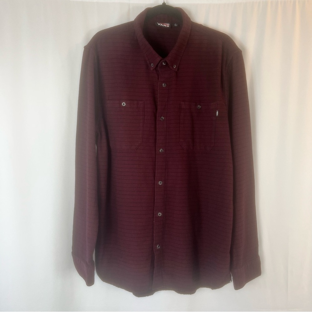 Vans Mens Flannel Shirt Maroon XL Long Sleeve Vans Men's Burgundy Shirt